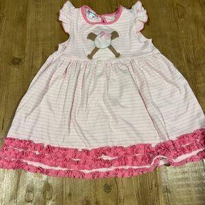 Magnolia Baby Baseball Appliqué Dress EUC